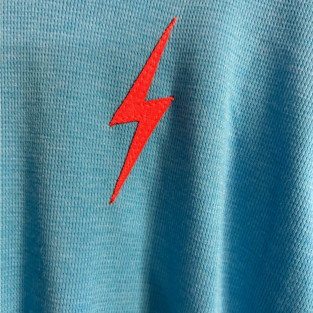 Aviator Nation thermal Blue Long Sleeve Shirt with Lightning Bolt - Picture 3 of 5